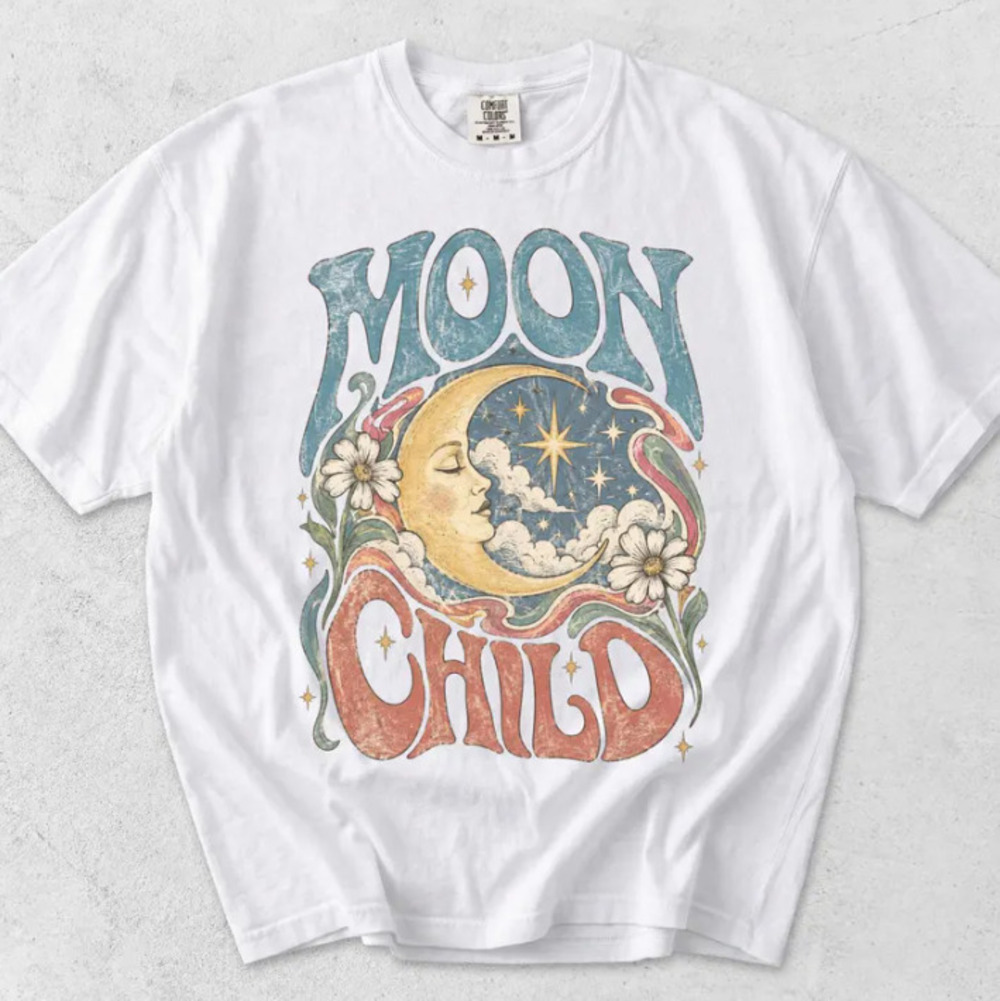 Comfort Colors Moon Child Shirt, Celestial Moon T Shirt, Boho Moon Graphic Shirt